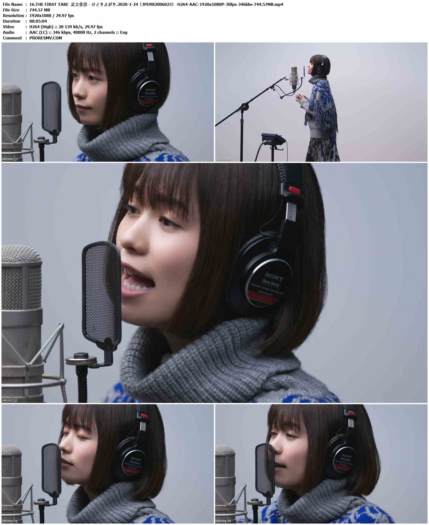 16.THE FIRST TAKE 足立佳奈 - ひとりよがり.2020-1-24（JPU982006023）-H264-AAC-1920x1080P-30fps-346kbs-744.57MB官方MV_高清MV